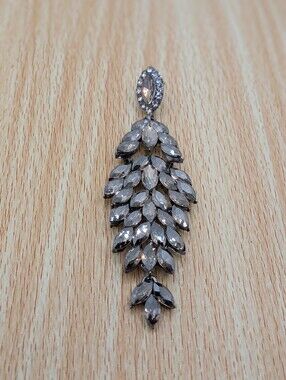 Crystal Leaf Cascade Silver Drop Earrings
